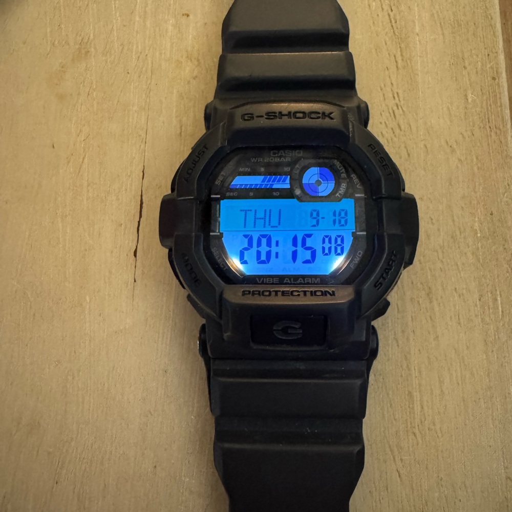 G-Shock Black Watch with Blue Display